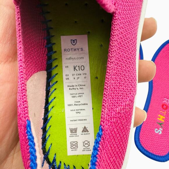 Rothy’s The Kids Sneaker Bubblegum Girl’s Size 10 - Picture 9 of 9